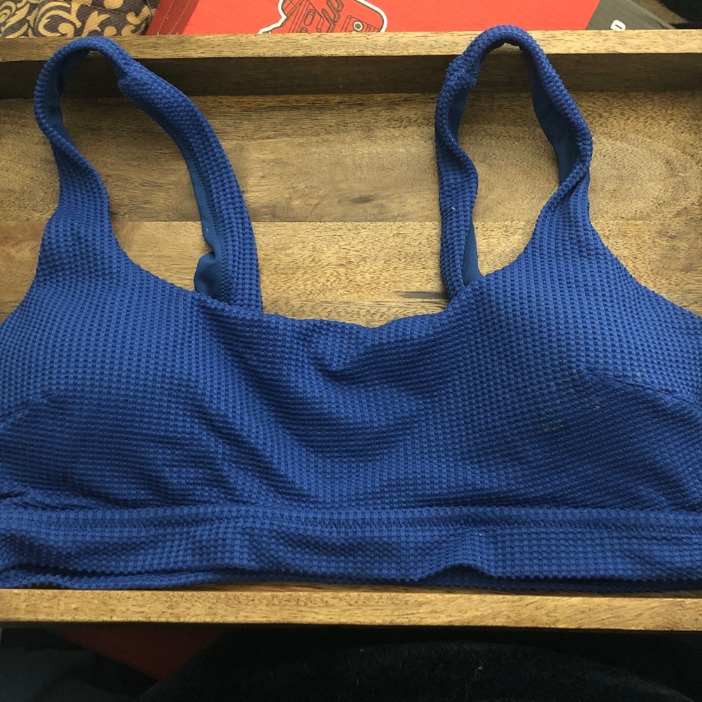 Blue Textured Women's swim Top